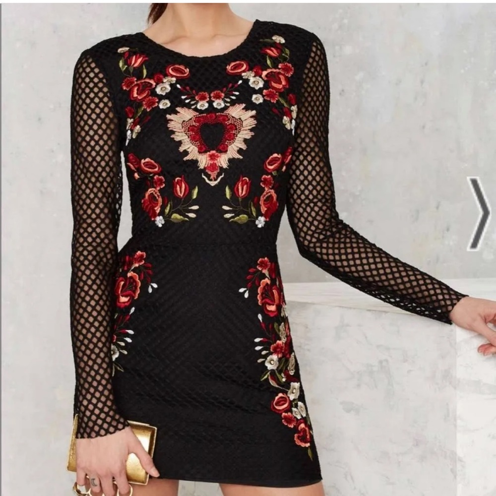 Nasty Gal Embroidered Mini Dress